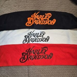 Black, White, and Orange Bandana Set Harley Davidson Graphics